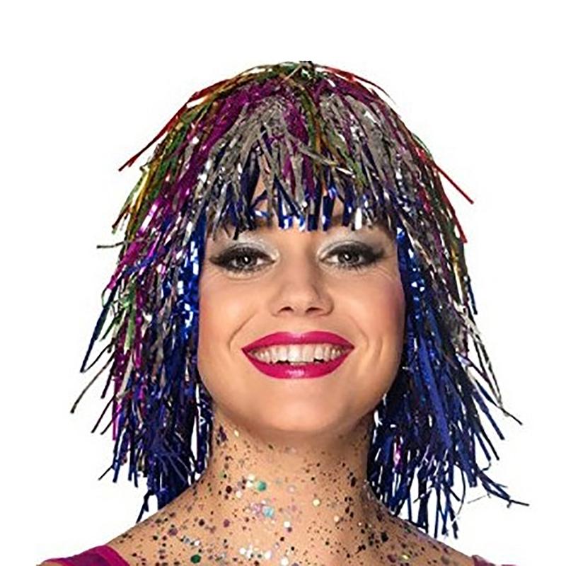 Folie Glitter Parykker Kostyme Cosplay Morsom Skinnende Hatt Metallisk Hårtilbehør For Fest Karneval Maskerade Parykk