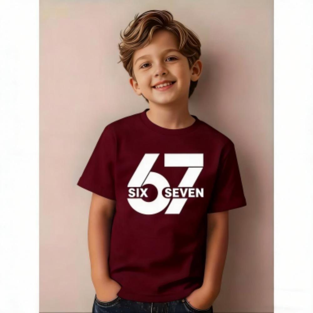 Summer Fashion Basic Six Seven 67 Print Kids T-Shirts Summer Street Short-Sleeve Outdoor Casual Tops for Boy and Girl's Tees Top