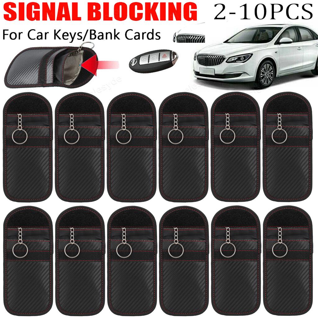 2-10PCS Car Key Signal Blocker Case Faraday Cage Fob Pouch Keyless Entry RFID Blocking Shielding Bag Car Accessories