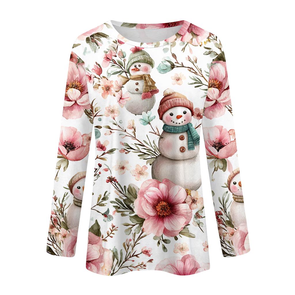 Long Sleeve Shirts For Women Cute Print Graphic Tees Blouses Casual Plus Size Basic Tops Pullover