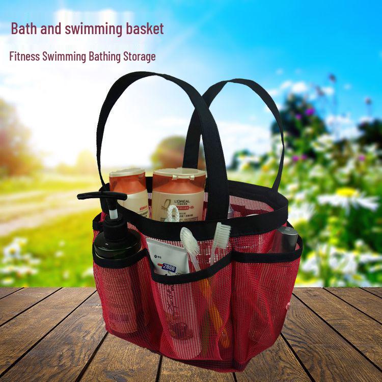 Foldable Mesh Toiletry Tote: Portable Shower and Swimming Storage Basket