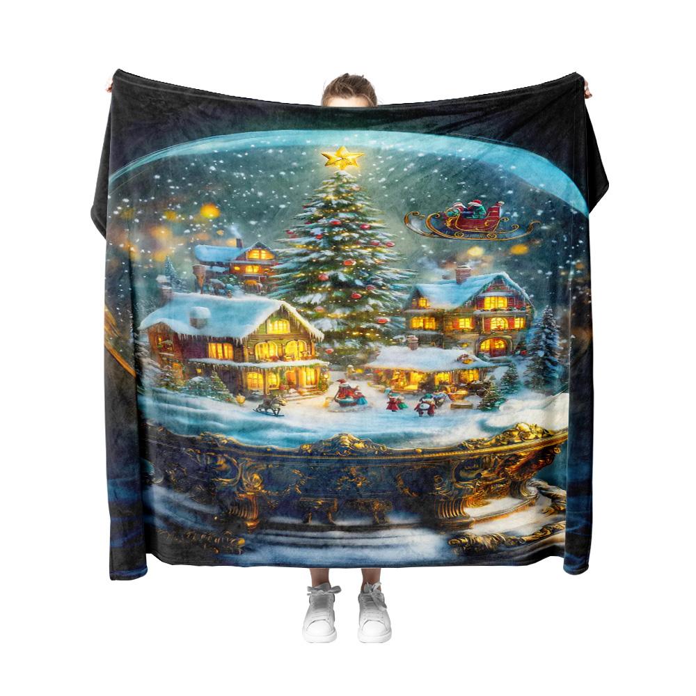 Tuniu Winter-Weihnachtsszene Fleece-Decke Sofa Bett Zimmer Dekorativer Überwurf
