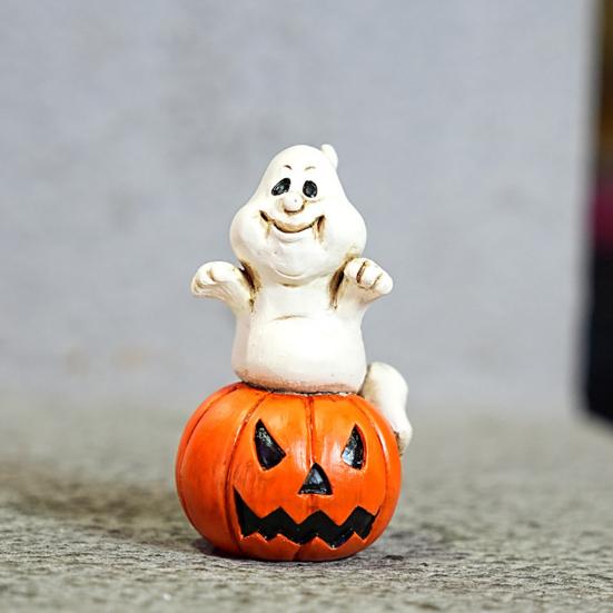 Halloweenská pryskyřičná ozdoba Strašidelný strašidelný dům Hrob Strom Démon Kořen Náhrobní kámen Socha s LED světlem Kreslená dýně Duch Figurka Ozdoba