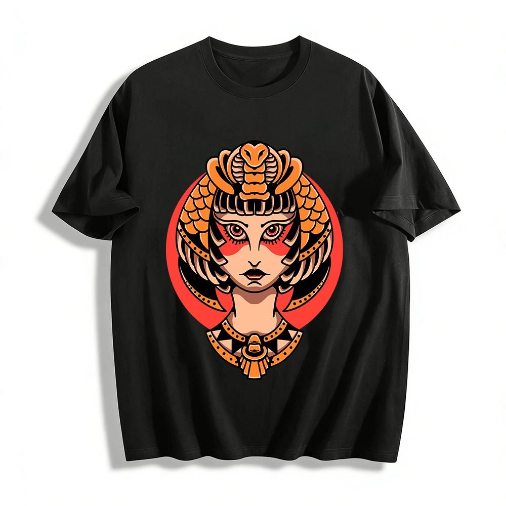 

Egyptian Serpent God Print Trendy Casual Short Sleeve T-Shirt Pure cotton T-shirt XXS