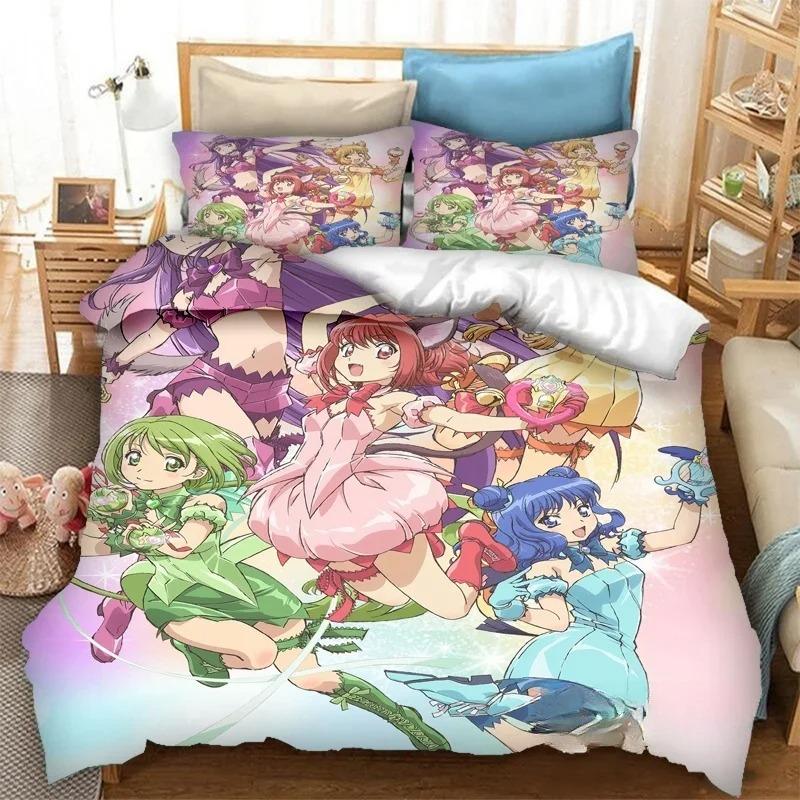 Lightweight Trendy 3D Printing Anime Tokyo Mew Print Covers Pillowcases Sets Bedclothes Bed Comforter