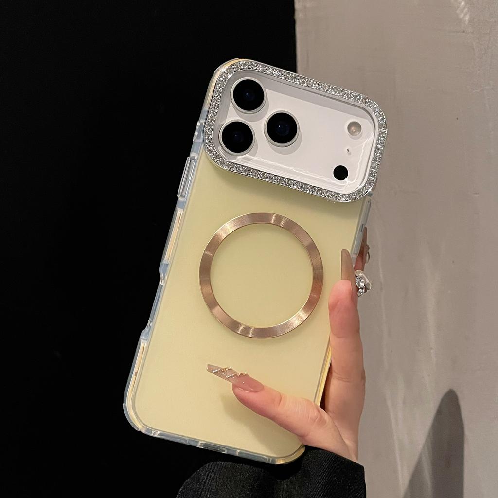 Luxury Bling Glitter Diamond Lens Frame Magnetic Phone Case For IPhone 17 16 15 14 13 Pro Max Plus Soft Silicone Phone Cover