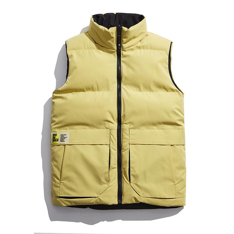 In-Stock Men's & Women's Double-Sided Thickened Down Cotton Vest with Stand-up Collar - Warm, Trendy, Casual for Autumn/Winter