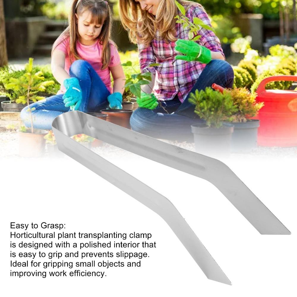 Stainless Steel Transplanting Clamp Smooth Handle Seedling Transplanting Tong Horticultural Plant