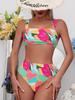 Costume da bagno Bikini Sexy a Vita Alta Multicolore da Donna Estate 2023