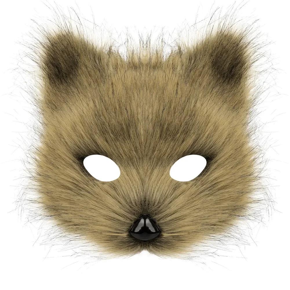 New Halloween Fox Mask Set Prop Accessories Cute Handmade Fox  Ears and Tail for Halloween Cosplay Party Costume Accessories