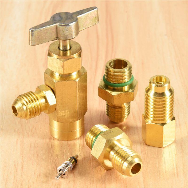 ABJN-R1234YF Self-Sealing Can Tap With R134A Tank Adapter And R1234 Quick Couplers, For A/C Refrigerants Mainfold Gauge Set