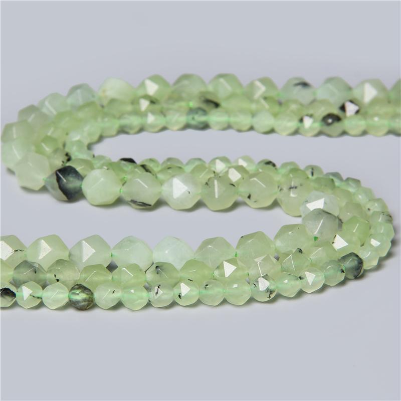 Natural Faceted Green Prehnites Quartz Crystal Stone Beads Charm For Handmade Jewelry Making Bracelet Necklace Gem Stone Beads