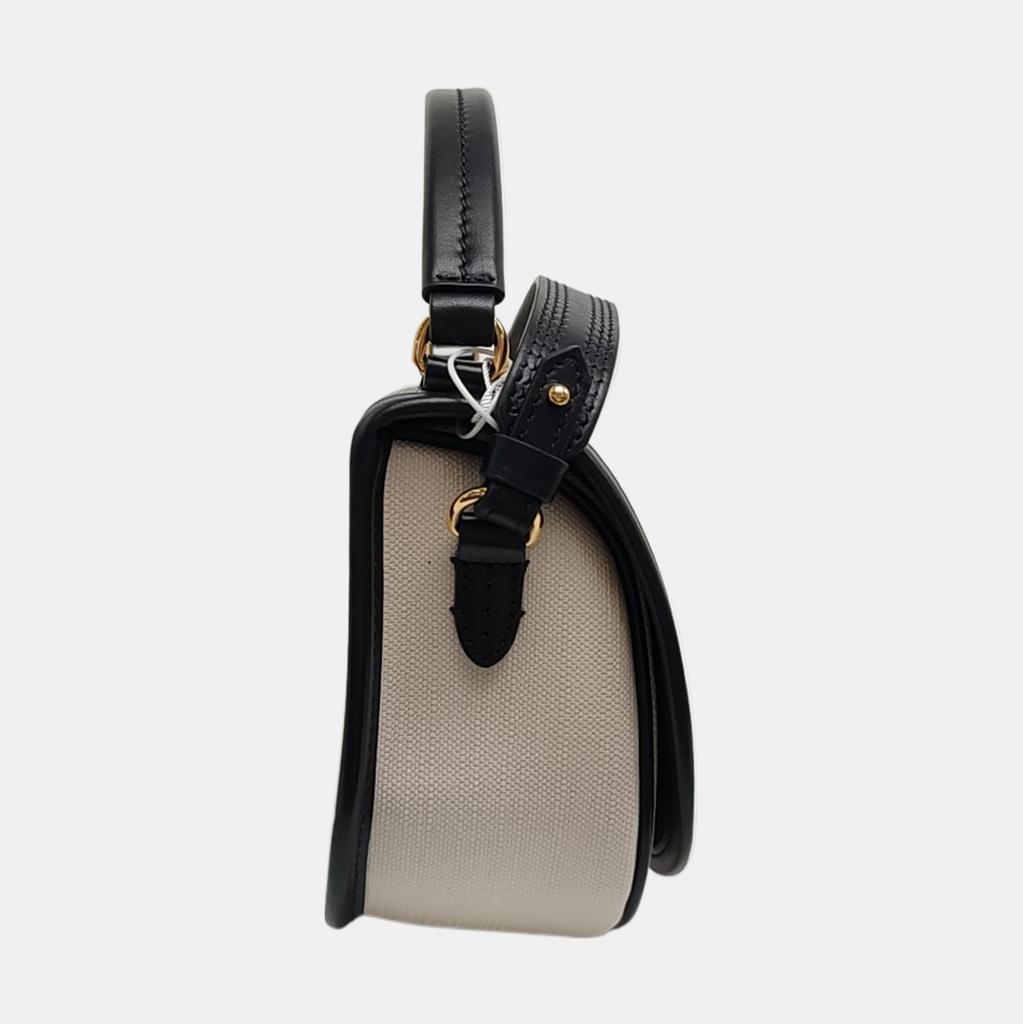 [Pre-Owned] Highlands Metal Accessories Detachable Adjustable Leather Shoulder Strap Cotton Crossbody Handbag - Excellent #1X3I7MK