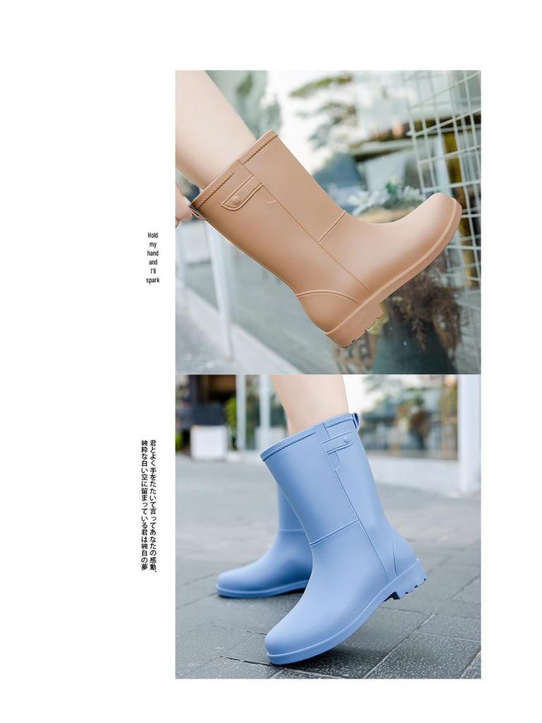 Wasserdichte Rutschfeste Damen-Regenstiefel mit dicker Sohle und Kordelzug