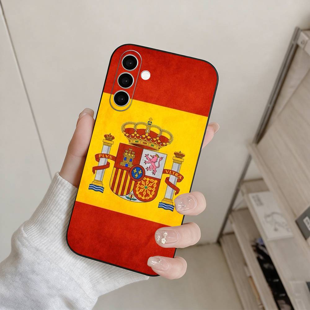 

S-Spain Spanish Flag Art Phone Case For Samsung Galaxy A73,A72,A71,A70,A53,A52,A51,Others Soft Black Cover Samsung a11