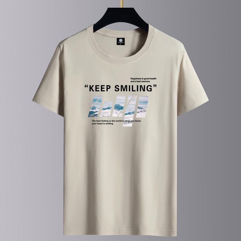 Keep Smiling Herren-T-Shirt, modisch, kurzärmelig, reine Baumwolle, lässiges T-Shirt, M-6XL
