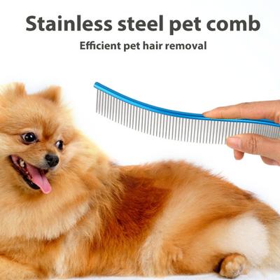 Peigne de mue pour animaux de compagnie en acier inoxydable courbé pour le toilettage des chiens, enlèvement des poils d'animaux de compagnie