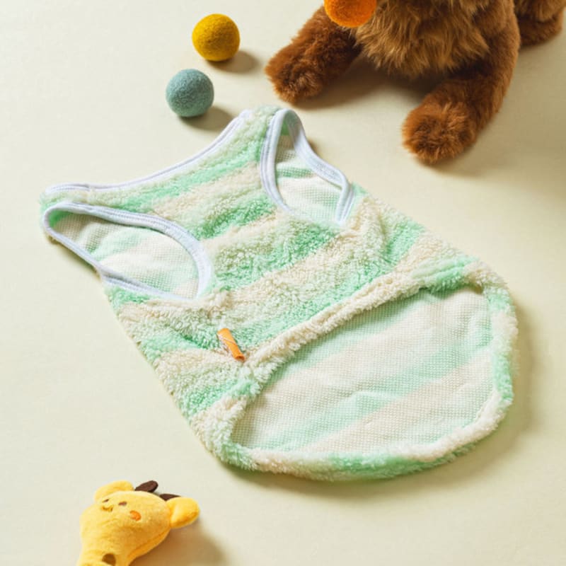 [Domácí mazlíček] Pruhovaná spací vesta L zelená