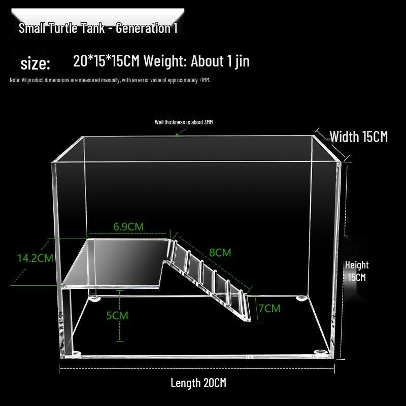 Acrylic Turtle Tank with Sunning Platform - Desktop Mini Fish Tank for Home or Office