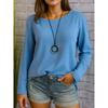JPNTKY Women's Fashion Casual Solid Color Print Long Sleeve O-Neck  Blouses & Shirts
