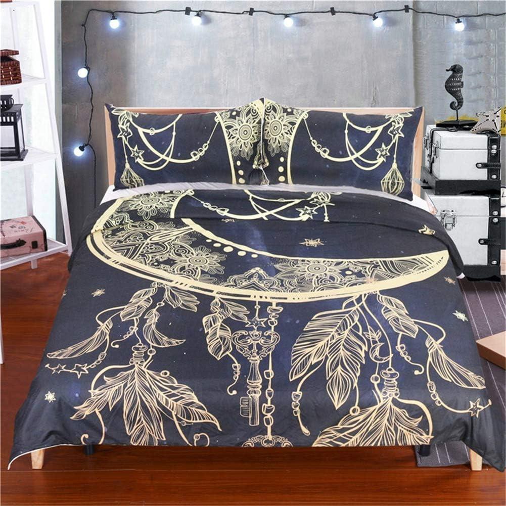 Down Comforter Set 3-piece Ultra-fine Fiber 3D Exotic Retro Gold Printed Bedding Set with Zipper Closure Pillowcase Duvet Cover