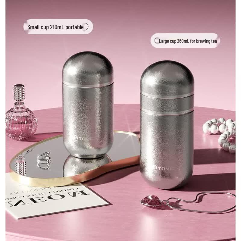 TOMIC 260ml Pure Titanium Insulated Tea Infuser Bottle
