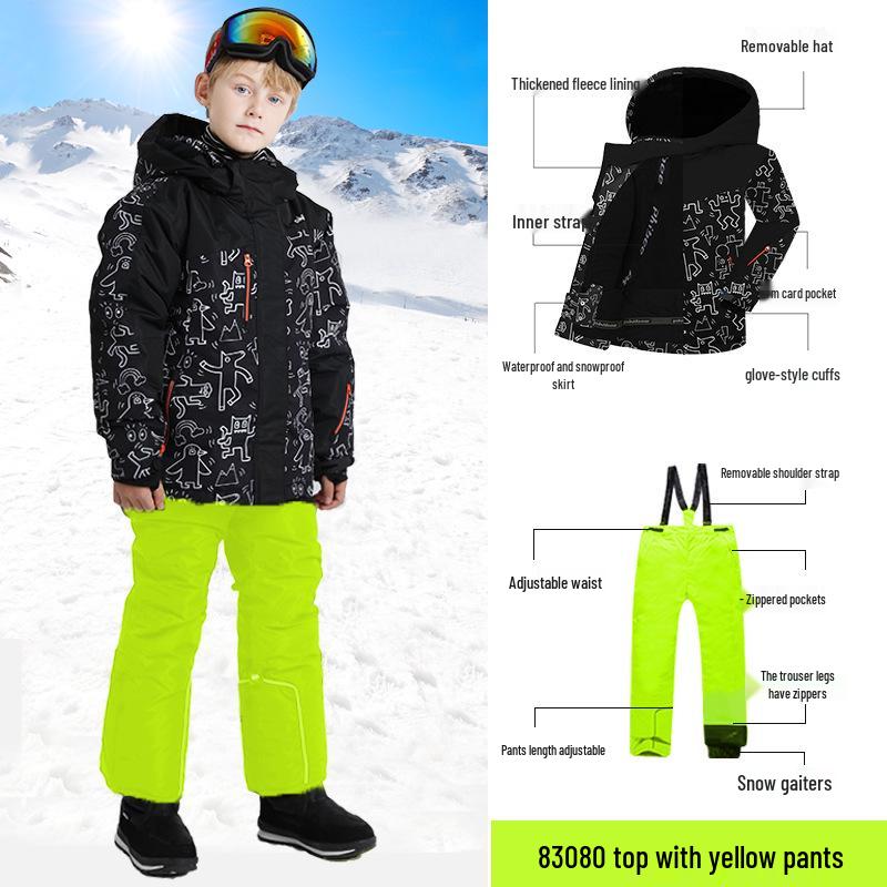 

Дитячий лижний костюм Phibee Little Elephant: Вітрозахисний, Водонепроникний, Комплект-двійка для хлопчиків та дівчаток 116-122 cm