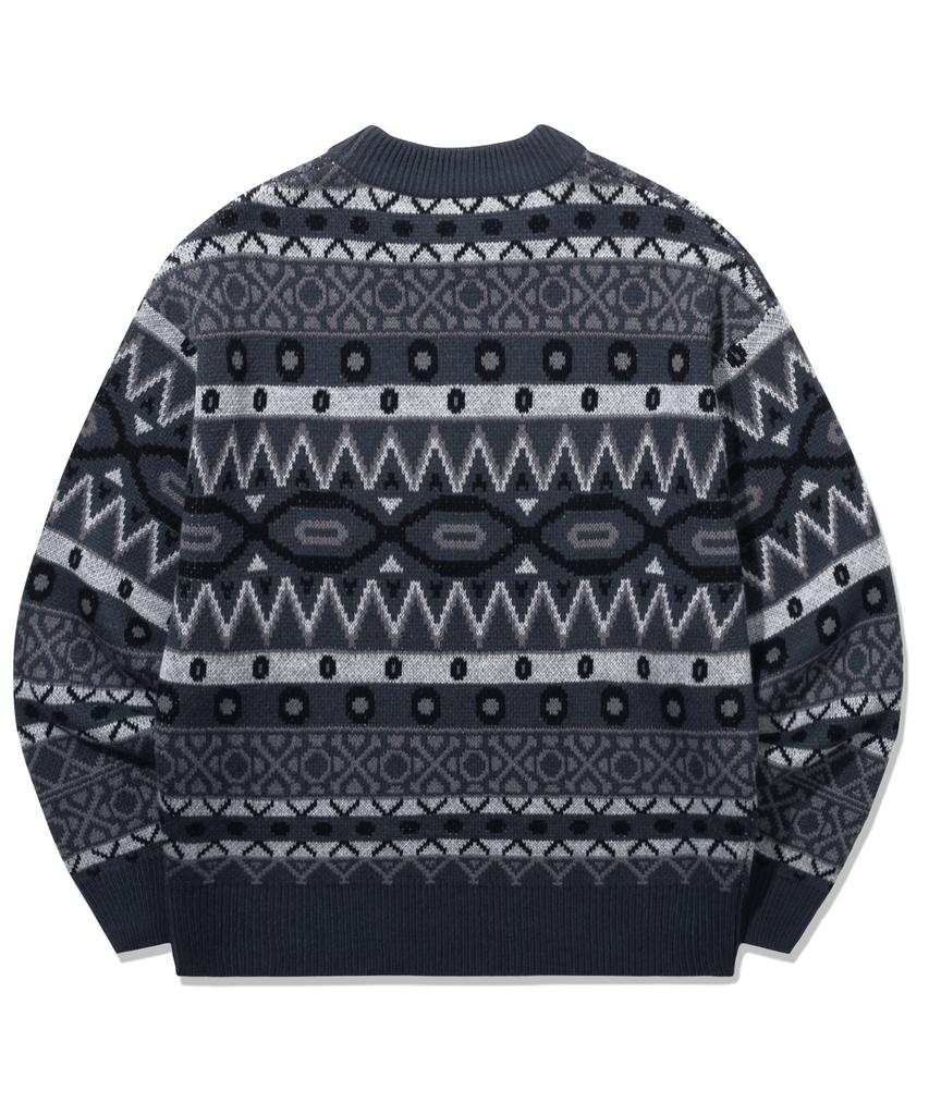 TRILLION Vintage Fair Isle Jacquard Crewneck Knit_Navy