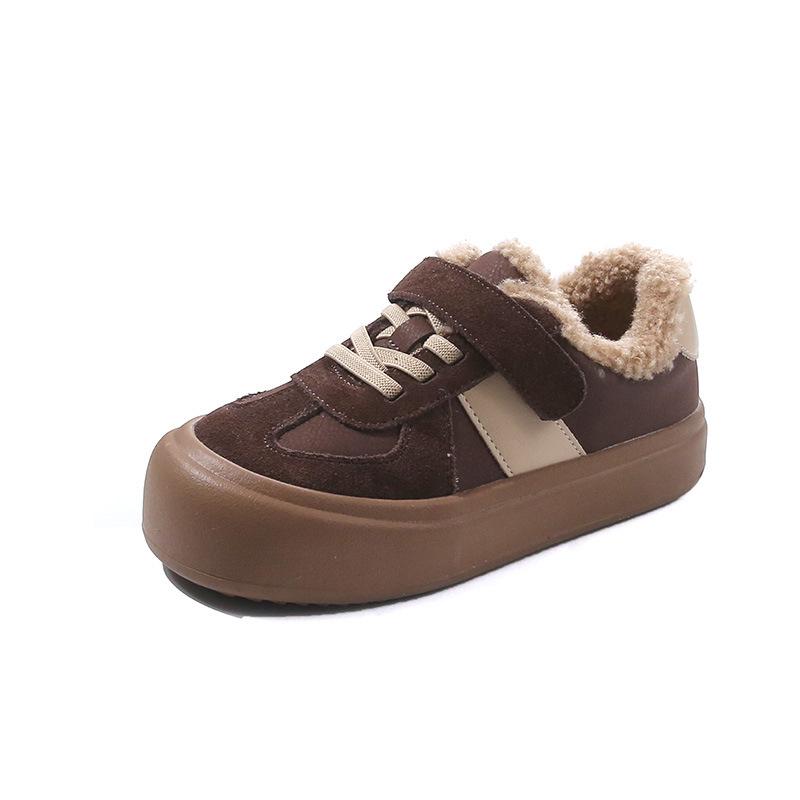 2025 Winter Retro Children's Lambswool Cotton Shoes: Korean Style Casual Velvet Shoes for Boys and Girls