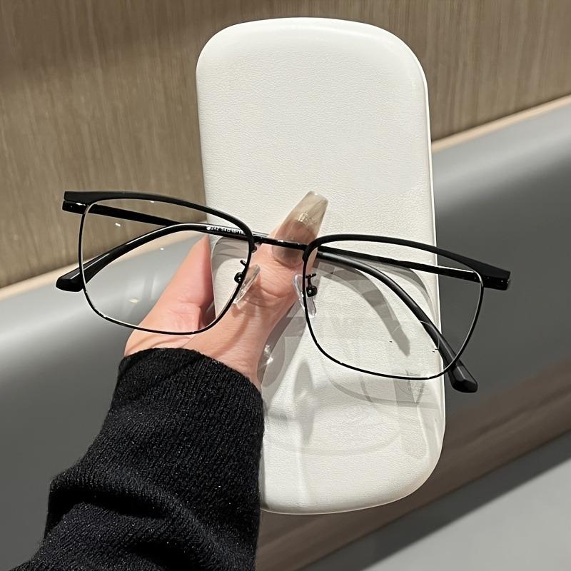 2PCS Square Half Frame Metal Business Glasses for Men Anti Blue Light Glasses Computer Anti Radiation Glasses for Women