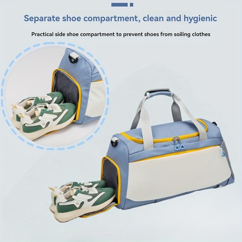 Large Capacity Nylon Travel Duffel Bag with Shoe Compartment & Wet/Dry Separation, Multi-Functional Sports Duffel for Men & Women