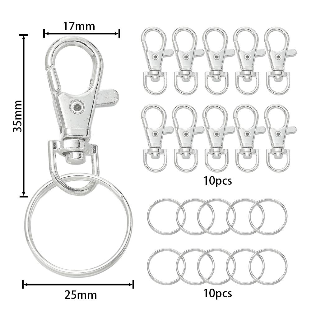 20pcs/lot Swivel Snap Hooks With Key Rings Key Chain Clip Hooks Lobster Claw Clasps For Bag Dog Chains Keychains DIY Jewelry