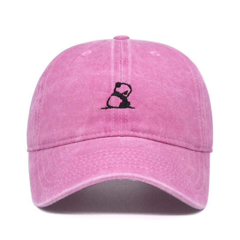 Șapcă de baseball cu broderie Panda la modă pentru bărbați și femei, spălate din bumbac, snapback, capace reglabile în aer liber, streetwear, pălării de soare