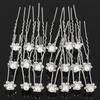20Pcs Wedding Bridal Faux Pearl Rhinestone Flower Hair Stick Pins Clips Silver Color Jewelry