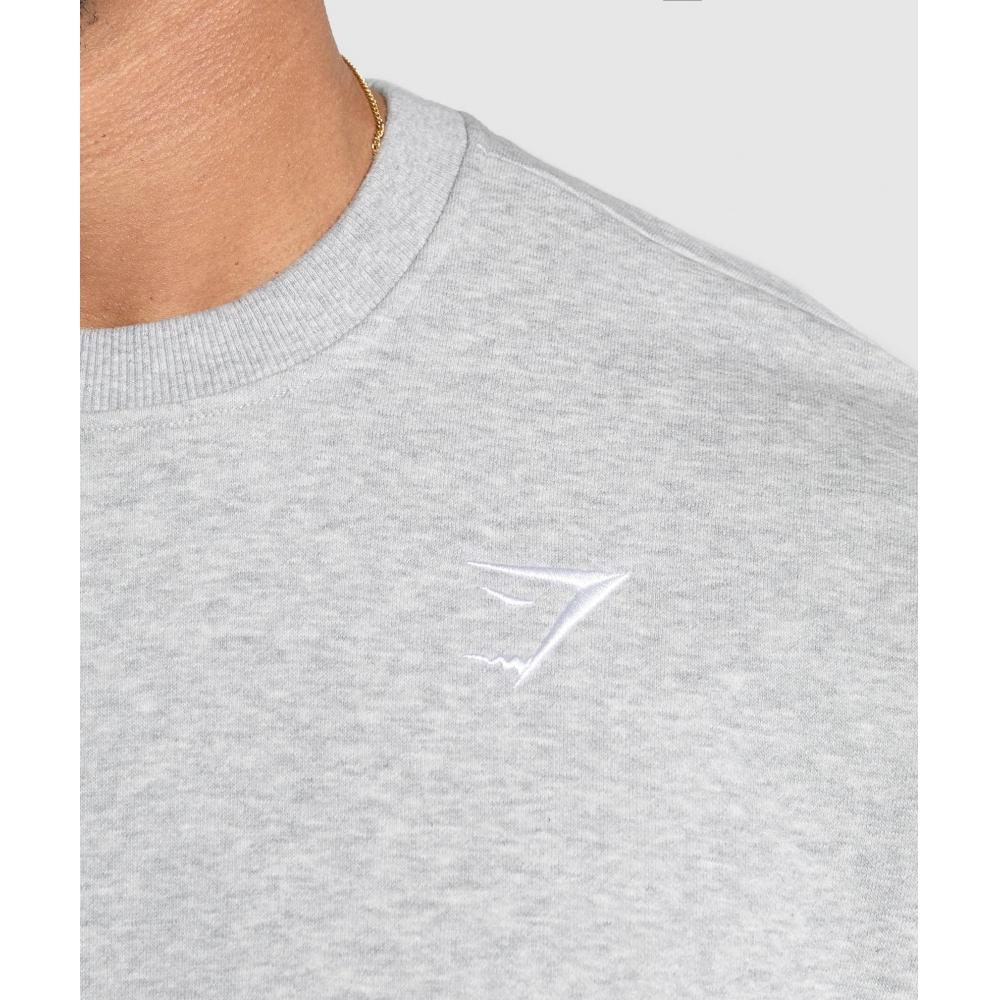 Gymshark Oversized Crest Crew Light Grey Core Marl A2c3j Gbcn