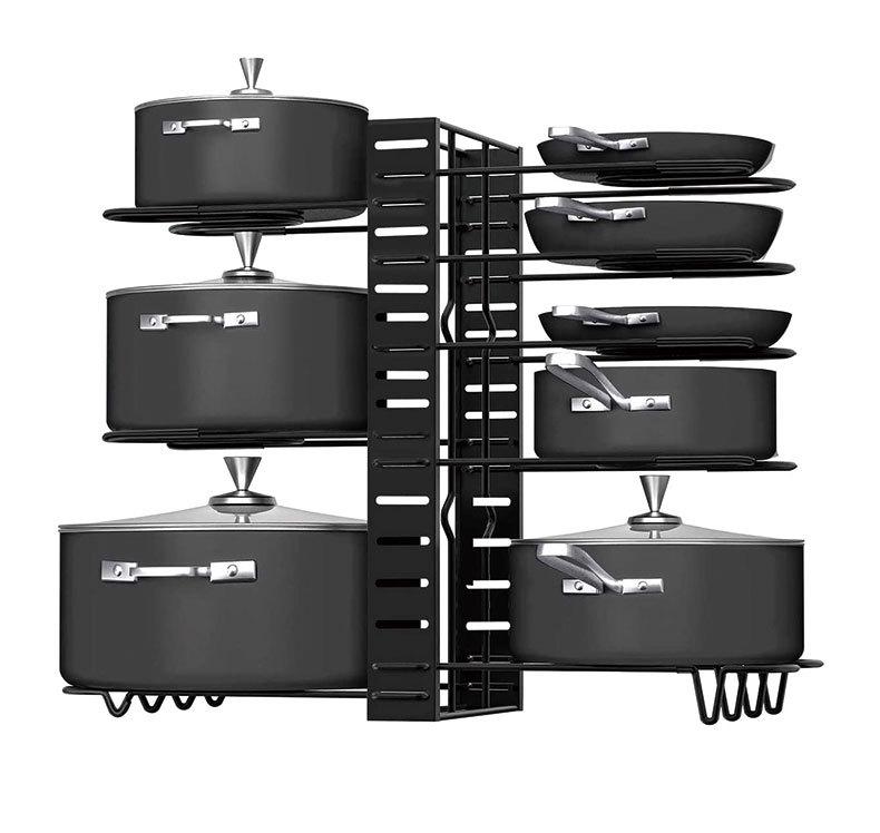 Dwustronny wieszak na garnki: Łatwy w montażu pionowy stojak z żelaznego drutu do przechowywania garnków i patelni