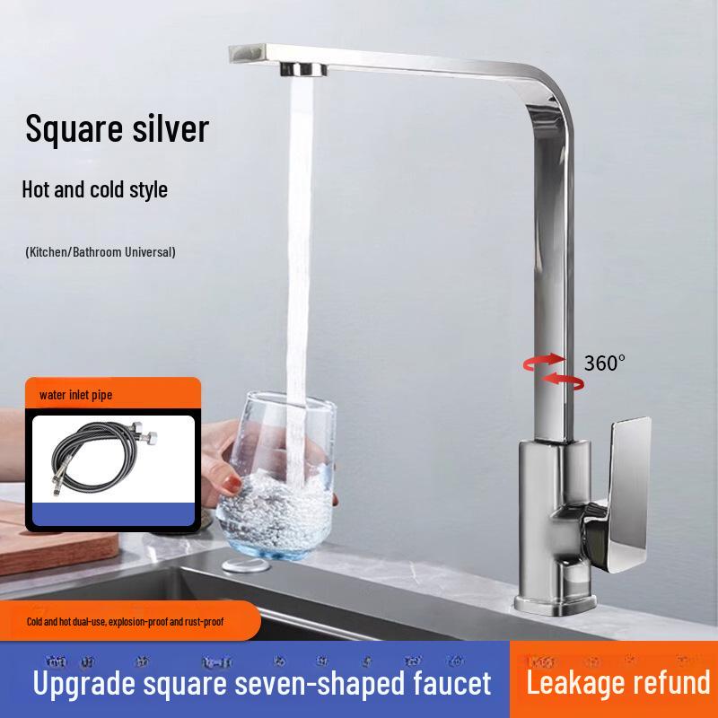 All-Copper Pull-Out Kitchen Faucet with Hot/Cold Switch - Splash-Proof Vegetable Basin Sink