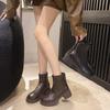 Autumn and winter new platform Martin boots women's 2025 Korean version Korean version medium heel thick heel short boots medium tube boots knight boo