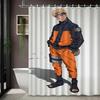 2D Flat Naruto Anime Naruto Uzumaki Classic Outfit Print Waterproof Shower Curtain For Bathroom Decor