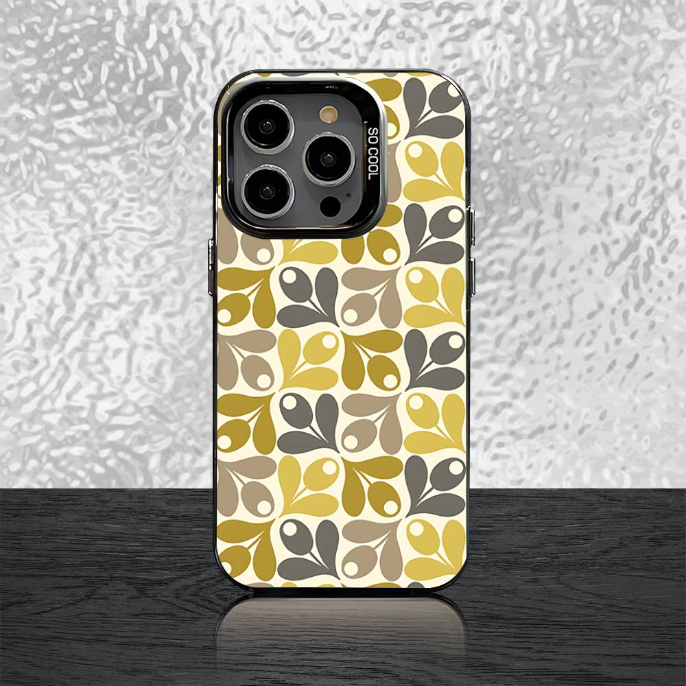 Multi Stem O-Orla K-Kiely Folio Phone Case For iPhone 16,15,14,13,12,11,Pro,X,Max,Plus,Mini,SE Black Candy Matte Shockproof Case