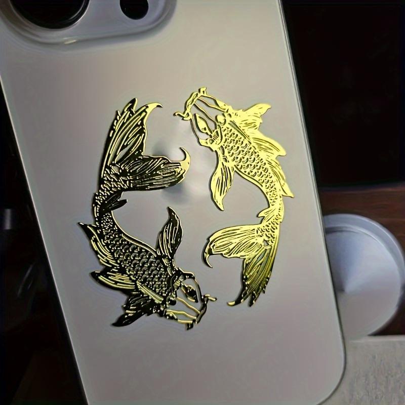 Αυτοκόλλητα Χρυσόψαρα Τύχης, Κομψή Μεταλλική Διακόσμηση Ψαριού, Αυτοκόλλητα Κατάλληλα για Κινητά, Αυτοκίνητα, Laptops, Σπίτι