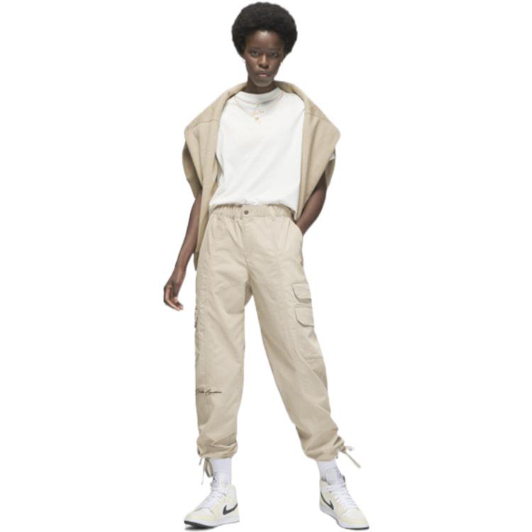 Jordan Solid Color Brand Logo Cargo Style Multi Pocket Sports Pants Women pants Khaki DV1384-250
