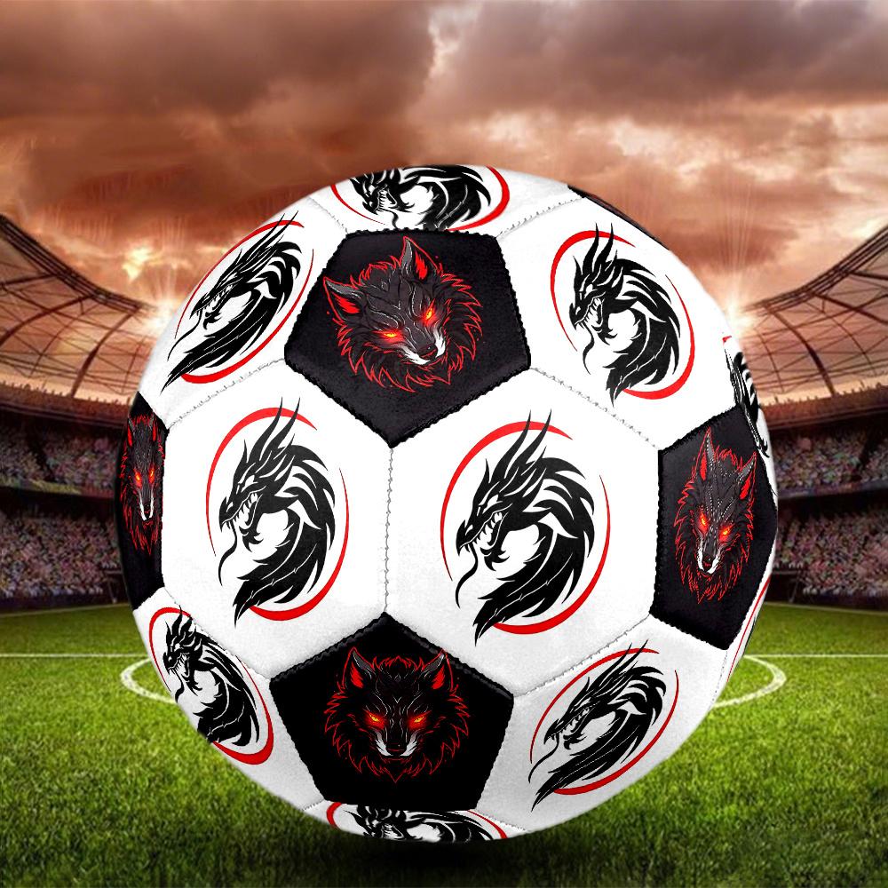 1PC Dragon Circle Artwork Wolf Spirit Soccer Ball Size 5 Football Machine Sewn Indoor/Outdoor Universal Football Gift W67