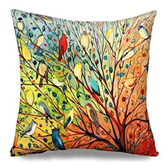 Branch Bird Flower Linen Pillowcase Sofa Cushion Cover Home Decoration Can Be Customized for You 40x40 50x50 60x60 45x45