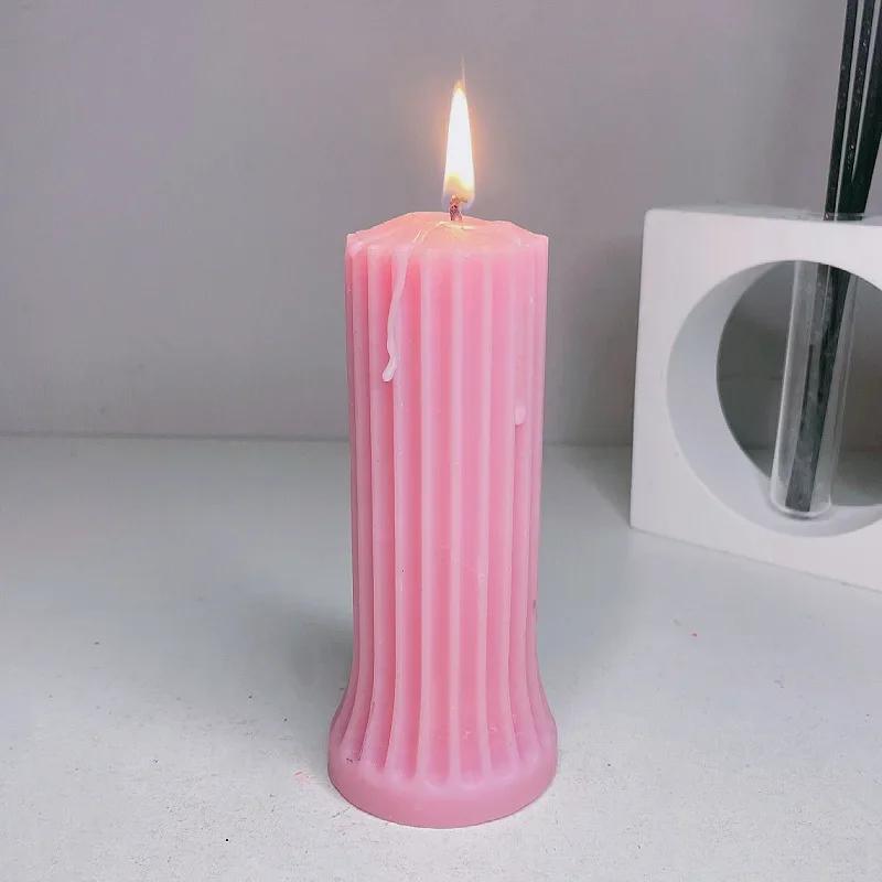 Red Black pink Handmade Soybean Low Temperature Candle 48℃ Drop Scented Candle Roman Pillar Candle Flower Scented Candle Stick розовый