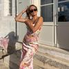 2024 Summer European & American Style Women's Printed Slim Backless Dress