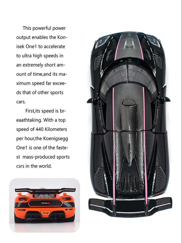 Xinao 1:32 Koenigsegg Sportwagenmodell – Schwingtür, Ton und Licht, Rückzieh-Legierungsspielzeug