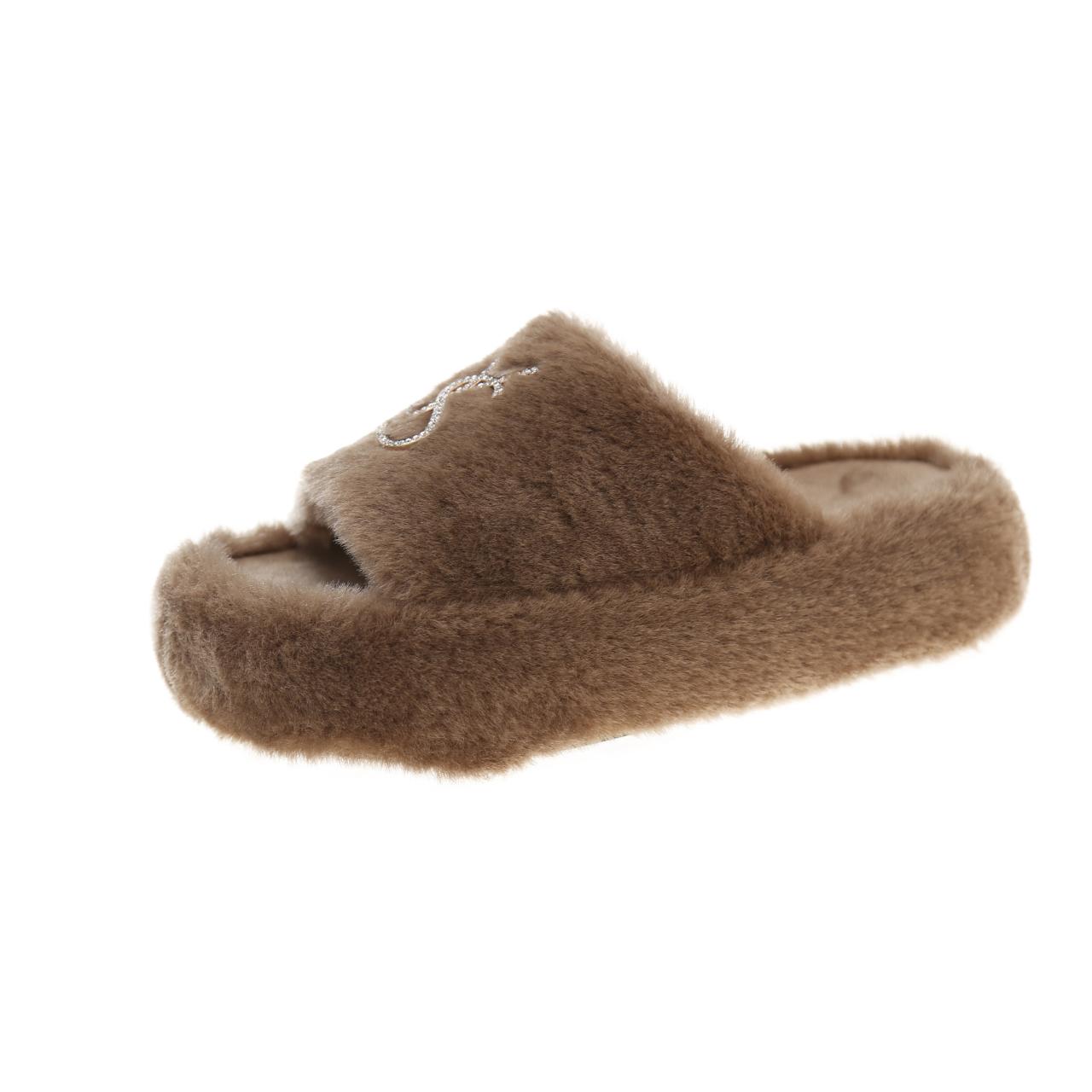 

Зимние повседневные пушистые тапочки женские домашние туфли на плоской подошве модная дизайнерская обувь для девочек домашняя элегантная обувь женские домашние тапочки с открытым носком 40 хаки