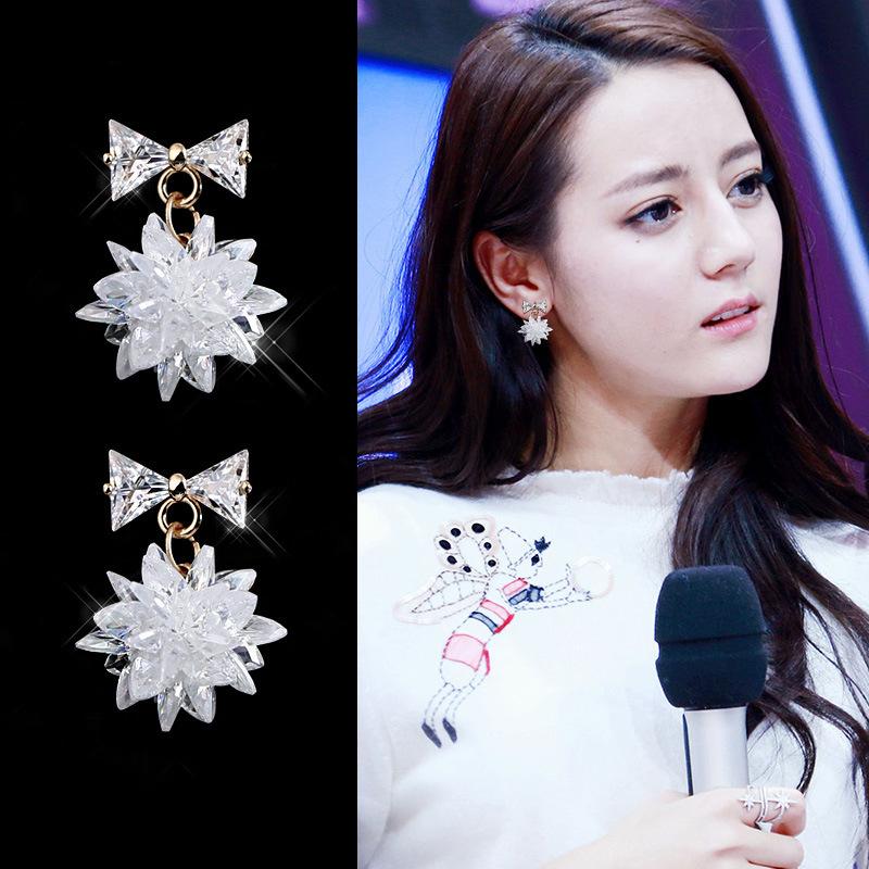 South Korea's new creative ice flower zircon stud earrings for women, snowflake earrings, sexy star fringed earrings