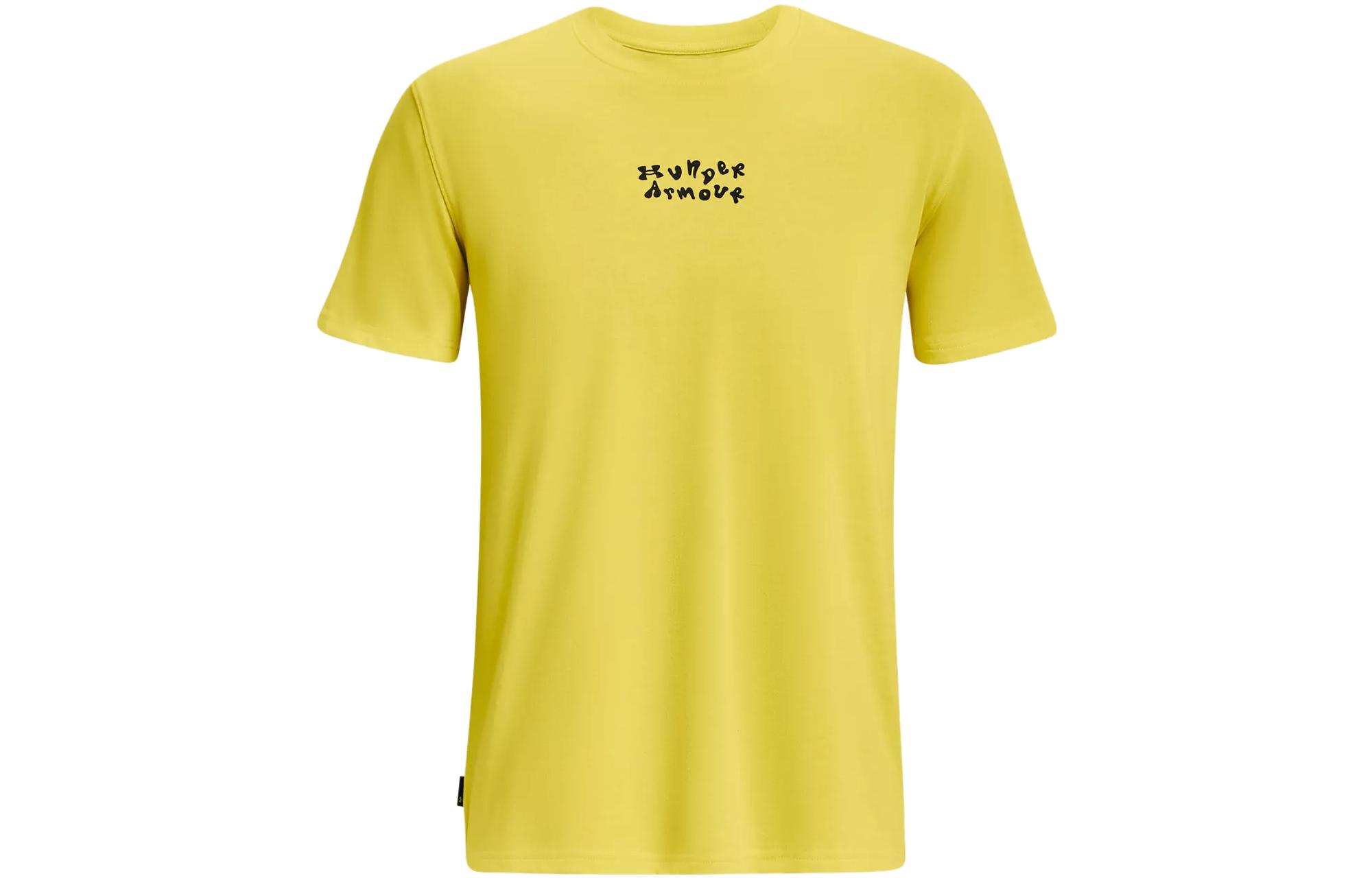 Under Armour T Shirts Men s Starfruit Yellow Crew Neck Moderate Straight Fit 1376837-799 M